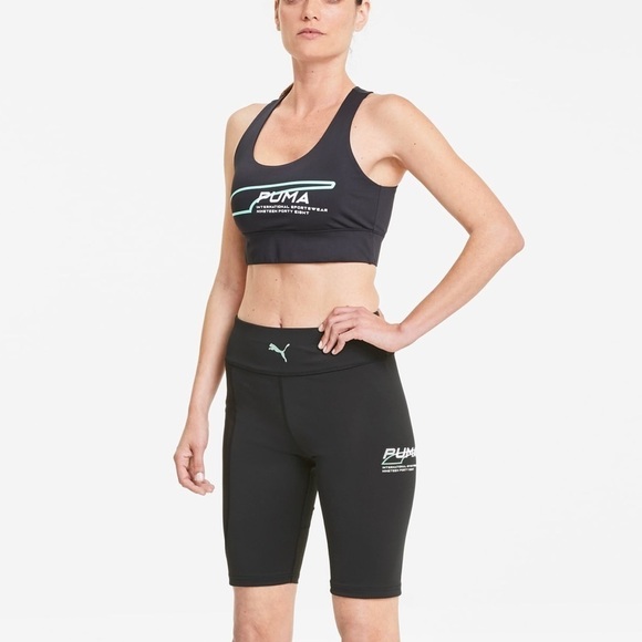 Puma Evide Biker Shorts High Rise Waist Mesh Mid Thigh Length Black Size XS - Picture 5 of 14